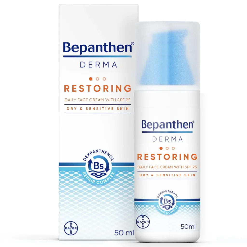 كريم بيبانثين اليومي لاستعادة نضارة الوجه مع عامل حماية من الشمس 25 _ bepanthen Restoring Daily Face Cream with SPF25