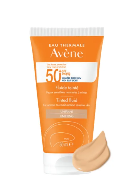 Avène Sunblock Fluid SPF50+ Tinted 50ml واقي شمس للبشرة العادية الى المختلطة بعامل حماية (50+ SPF(مع صبغة خفيفة