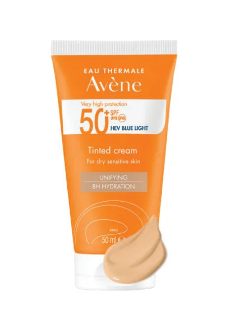 sunblock cream SPFSO tinted+50ML واقي شمس كريم للبشرة الجافة بعامل حماية (مع صبغة خفيفة50+ SPF)