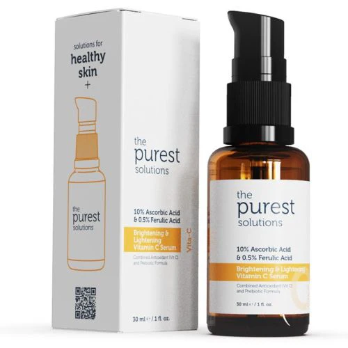 The Purest Solutions, Brightening & Lightening Vitamin C Serum 10% Ascorbic Acid & 0.5% Ferulic Acid - ذا بيوريست , مصل فيتامين سي لتفتيح البشرة بنسبة 10٪ حمض الأسكوربيك و 0.5٪ حمض الفيروليك