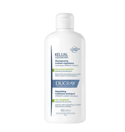 Ducray Kelual Squanorm Oily Dandruff Shampoo 200 ml || شامبو مخصص للقشرة الدهنية، ينظف فروة الرأس ويحد من إفراز الدهون الزائدة.