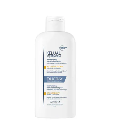 Ducray Kelual Squanorm Dry Dandruff Shampoo 200 ml || شامبو لعلاج القشرة الجافة مع ترطيب فروة الرأس ومنع عودة التقشر.