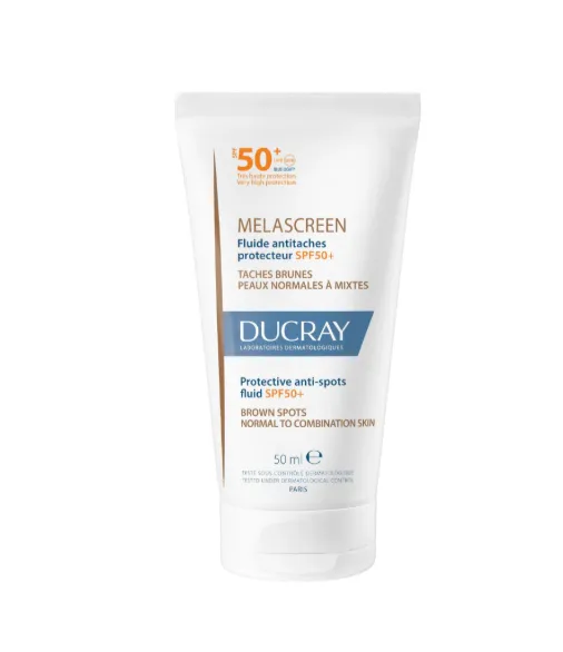 Ducray Melascreen Fluid SPF50+ (50 ml) || واقي شمس بتركيبة خفيفة يوفر حماية عالية جداً من أشعة الشمس ويساعد على الوقاية من التصبغات.
