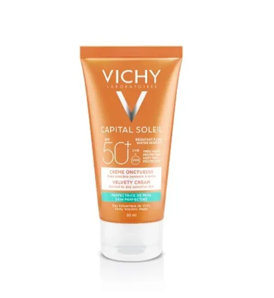 Vichy Capital Soleil CAPITAL SOLEIL VELVETY CREAM SPF50+ (50ml) واقي شمس مرطب للبشرة العادية والجافة.