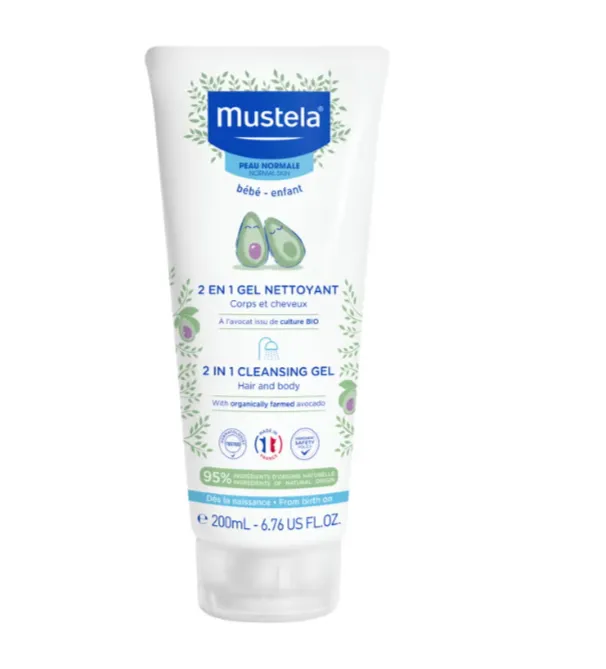 MUSTELA 2 IN 1 CLEANSING GEL (200ml) جل منظف للشعر والجسم للأطفال بتركيبة لطيفة للاستخدام اليومي.