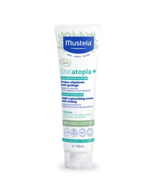 MUSTELA STELATOPIA & LIPID REPLENISHING CREAM (150ml) كريم مرطب ومعوض للدهون للبشرة الجافة جداً والمعرضة للأكزيما.