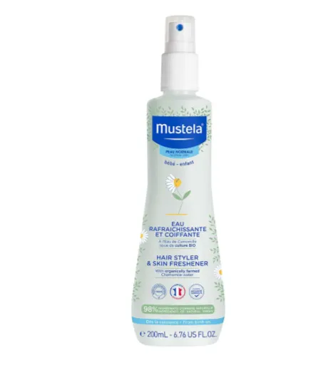 MUSTELA SKIN FRESHENER & HAIR STYLER (200ml) بخاخ منعش للجسم والشعر يساعد على إنعاش بشرة الطفل وترتيب الشعر.