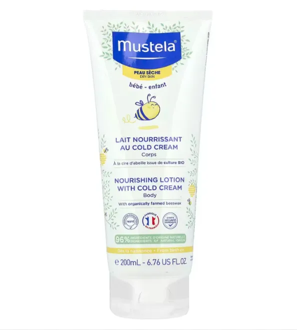 MUSTELA NOURISHING LOTION WITH COLD CREAM (200ml) لوشن مغذٍ للبشرة الجافة يساعد على ترطيب وحماية بشرة الطفل يومياً.