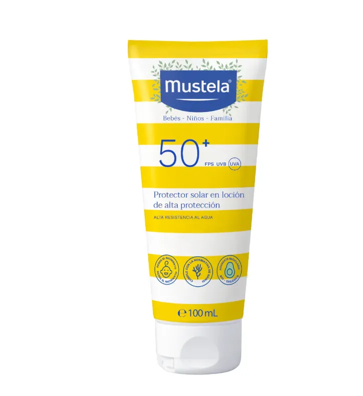 MUSTELA VERY HIGH PROTECTIVE SUN LOTION 100ML لوشن حماية عالية من الشمس للجسم والوجه.