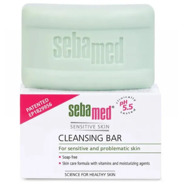 SEBAMED CLEANSING BAR (100g) قطعة تنظيف لطيفة للبشرة الحساسة تساعد على تنظيف البشرة دون التسبب بالجفاف.