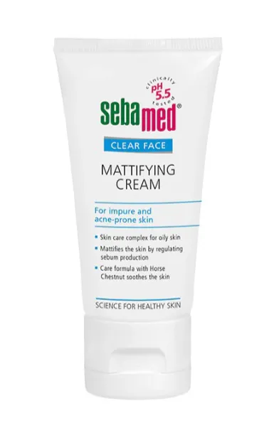 SEBAMED CLEAR FACE MATTIFYING CREAM (50ml) كريم مرطب يساعد على تقليل لمعان البشرة الدهنية.