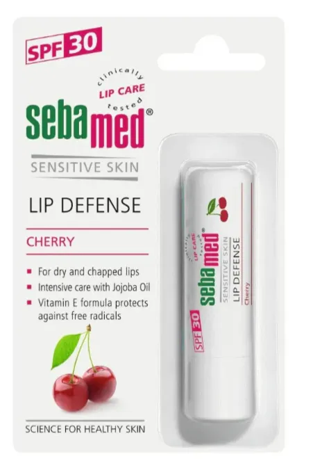 SEBAMED LIP DEFENSE STICK CHERRY 4.8g SPF30 مرطب شفاه بنكهة الكرز مع حماية من أشعة الشمس.