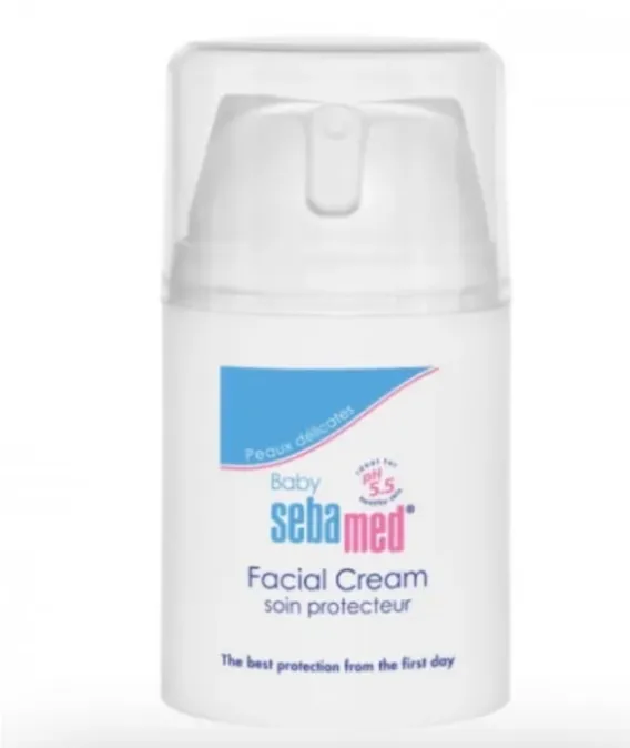 SEBAMED BABY PROTECTIVE FACIAL CREAM (50ml) كريم واقٍ ومرطب لوجه الطفل يساعد على حماية البشرة الحساسة من العوامل الخارجية.