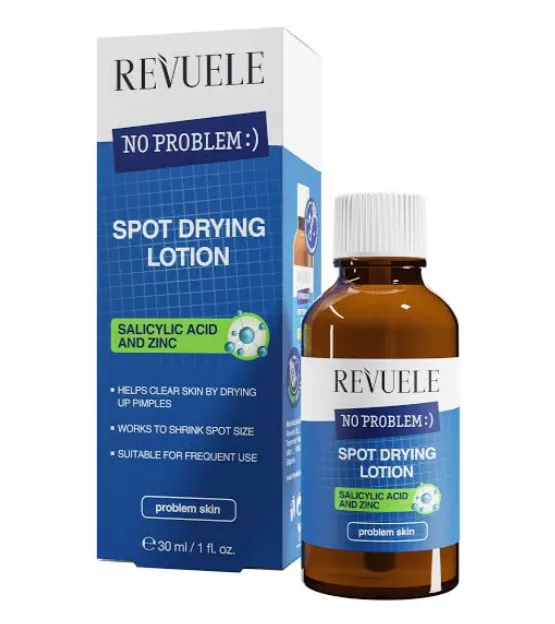 REVUELE NO PROBLEM DRYING LOTION SALICYLIC ACID & ZINC (30ml) لوشن موضعي مجفف للحبوب بحمض الساليسيليك والزنك.