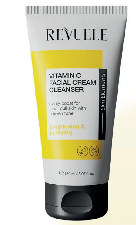 REVUELE VITAMIN C FACIAL CREAM CLEANSER (150ml) غسول كريمي بفيتامين C يساعد على تنظيف البشرة بلطف مع تعزيز إشراقتها ونضارتها.