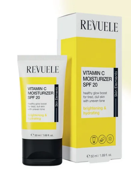 REVUELE VITAMIN C SPF20 FACE CREAM (50ml) كريم مرطب بفيتامين C مع حماية SPF20 للعناية اليومية بالبشرة.