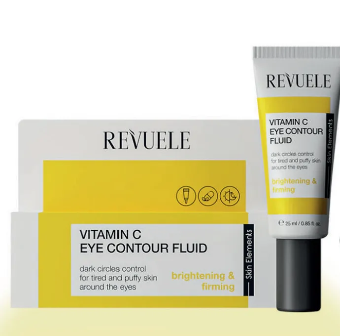 REVUELE VITAMIN C EYE CONTOUR FLUID (25ml) كريم خفيف لمحيط العين بفيتامين C يساعد على إنعاش منطقة العين وتقليل علامات التعب.