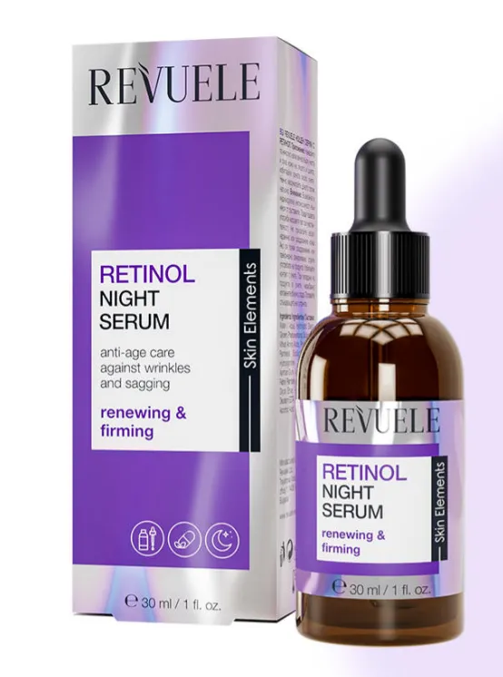 REVUELE RETINOL NIGHT SERUM (30ml) سيروم ليلي بالريتينول يساعد على تجديد البشرة وتقليل علامات التقدم في السن أثناء النوم.