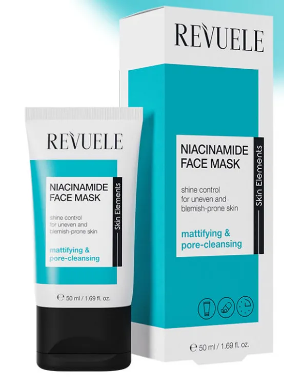 REVUELE NIACINAMIDE FACE MASK (50ml) ماسك للوجه بالنياسيناميد يساعد على تنقية البشرة وامتصاص الدهون الزائدة.