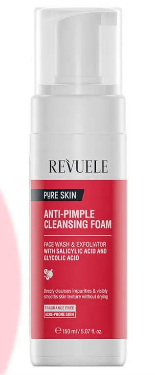 REVUELE ANTI-PIMPLE CLEANSING FOAM (150ml) رغوة غسول للوجه تساعد على تنظيف البشرة الدهنية والمختلطة وتنقية المسام من الشوائب.