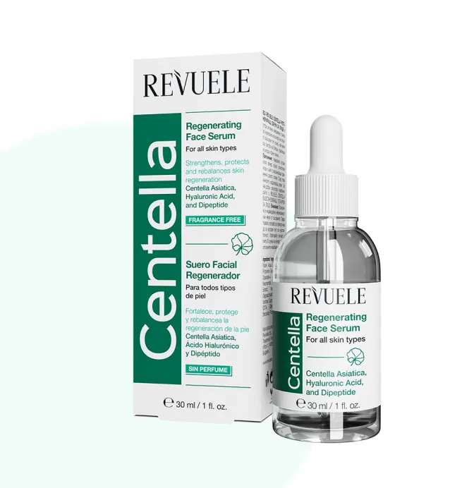 REVUELE CENTELLA REGENERATING FACE SERUM (30ml) سيروم بخلاصة السنتيلا يساعد على ترطيب البشرة وتعزيز مظهرها الصحي والمتجدد.