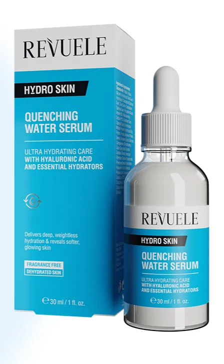 REVUELE HYDRO SKIN QUENCHING WATER SERUM (30ml) سيروم مائي خفيف بالهيالورونيك أسيد يمنح البشرة ترطيباً مكثفاً دون إحساس دهني.