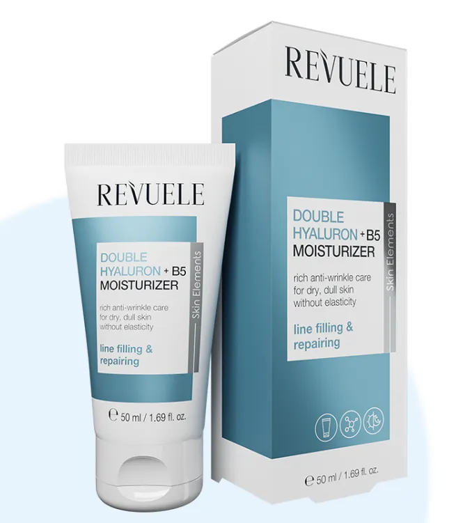 REVUELE DOUBLE HYALURON + B5 MOISTURIZER (50ml) كريم مرطب للوجه يجمع بين نوعين من الهيالورونيك أسيد وفيتامين B5 للعناية اليومية بالبشرة.