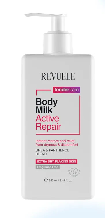 REVUELE BODY MILK ACTIVE REPAIR (250ml) حليب مرطب للجسم غني بالبانثينول واليوريا للعناية بالبشرة الجافة والمتضررة.