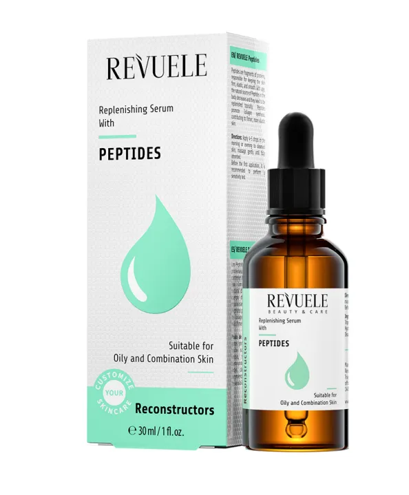 REVUELE CYS PEPTIDES REPLENISHING SERUM (30ml) سيروم غني بالببتيدات يساعد على تحسين مرونة البشرة ودعم تجددها، مناسب للبشرة الدهنية والمختلطة.