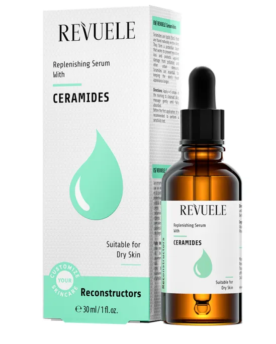REVUELE CYS CERAMIDES REPLENISHING SERUM (30ml) سيروم بالسيراميد يساعد على ترميم حاجز البشرة وترطيبها بعمق، مناسب للبشرة الجافة والعادية.