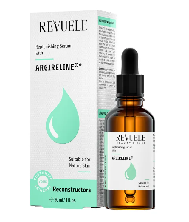 REVUELE ARGIRELINE™ REPLENISHING SERUM (30ml) سيروم يحتوي على Argireline™ للمساعدة على تنعيم البشرة وتقليل مظهر الخطوط الدقيقة.