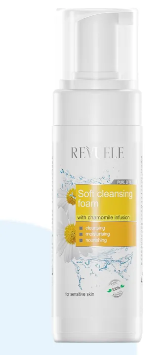 REVUELE CLEANSING FOAM SOFT WITH CHAMOMILE INFUSION (150ml) غسول رغوي يومي بخلاصة البابونج مخصص للبشرة الحساسة.