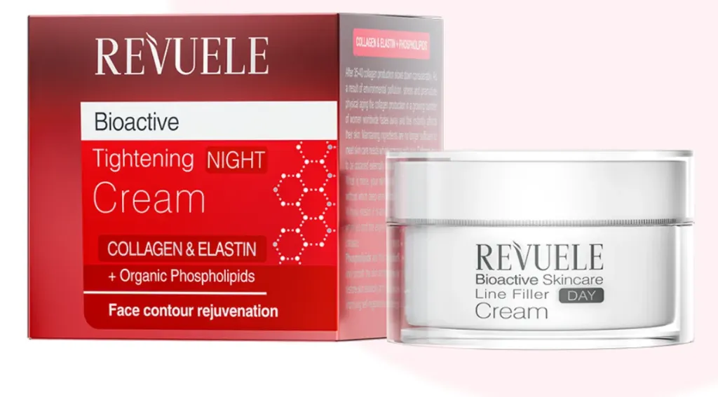 REVUELE BIOACTIVE COLLAGEN & ELASTIN TIGHTENING NIGHT CREAM (50ml) كريم ليلي بالكولاجين والإيلاستين يساعد على تجديد البشرة وتحسين مظهرها أثناء النوم.