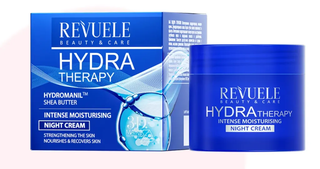 REVUELE HYDRA THERAPY INTENSE MOISTURISING NIGHT CREAM (50ml) كريم ليلي مرطب بتركيبة غنية يساعد على استعادة رطوبة البشرة أثناء النوم.