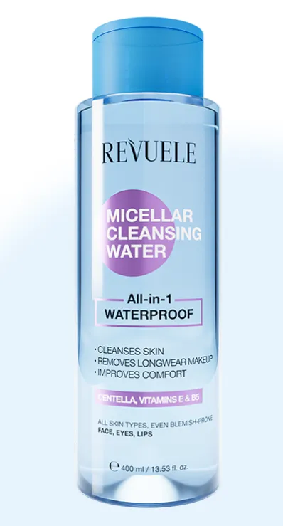 REVUELE MICELLAR CLEANSING WATER WATERPROOF (400ml) ماء ميسيلار مخصص لإزالة المكياج المقاوم للماء.
