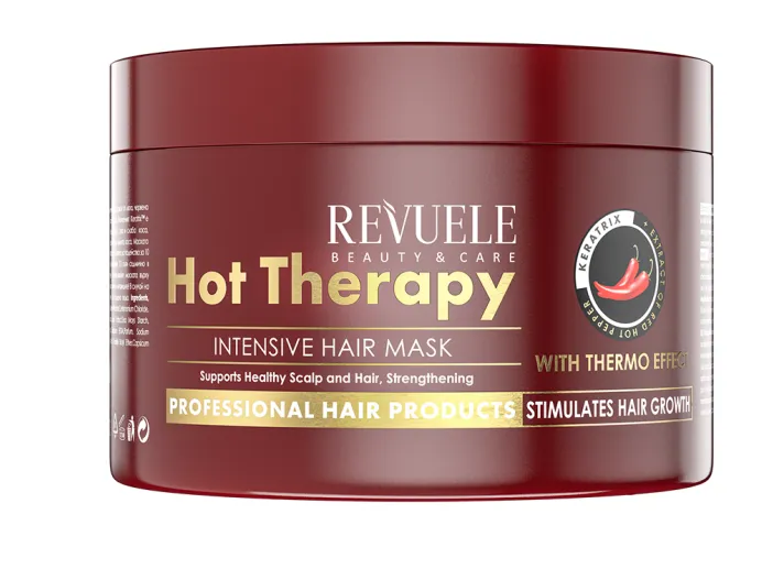 REVUELE PROFESSIONAL HAIR PRODUCTS HOT THERAPY INTENSIVE HAIR MASK (300ml) ماسك علاجي مكثف بتأثير حراري يساعد على ترميم الشعر التالف وتقويته من الجذور حتى الأطراف.