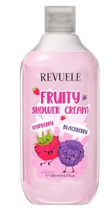 REVUELE FRUITY SHOWER CREAM RASPBERRY & LYCHEE (500ml) غسول جسم كريمي بالفواكه برائحة التوت والليتشي لتنظيف البشرة وتعطيرها.
