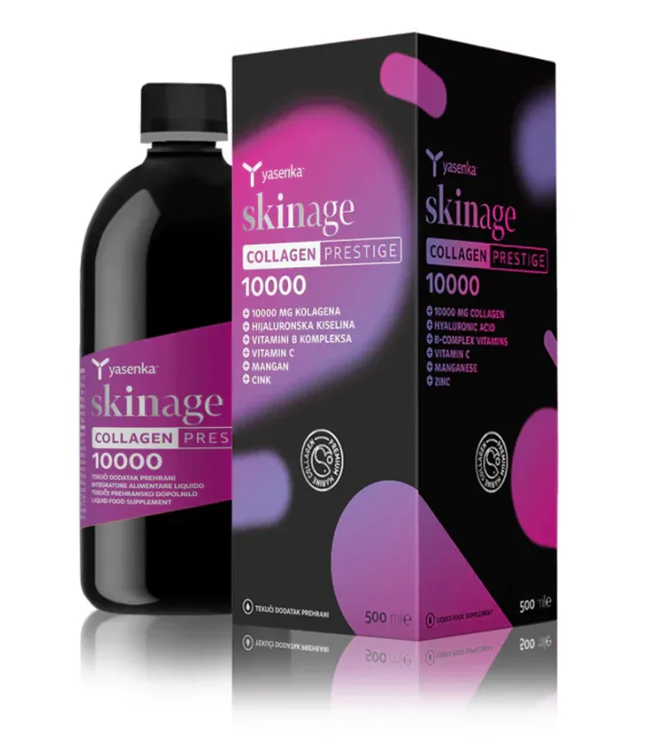 Yasenka Skinage Collagen Prestige 10000 كولاجين سائل بتركيز 10000 ملغ لدعم البشرة والشعر والأظافر.