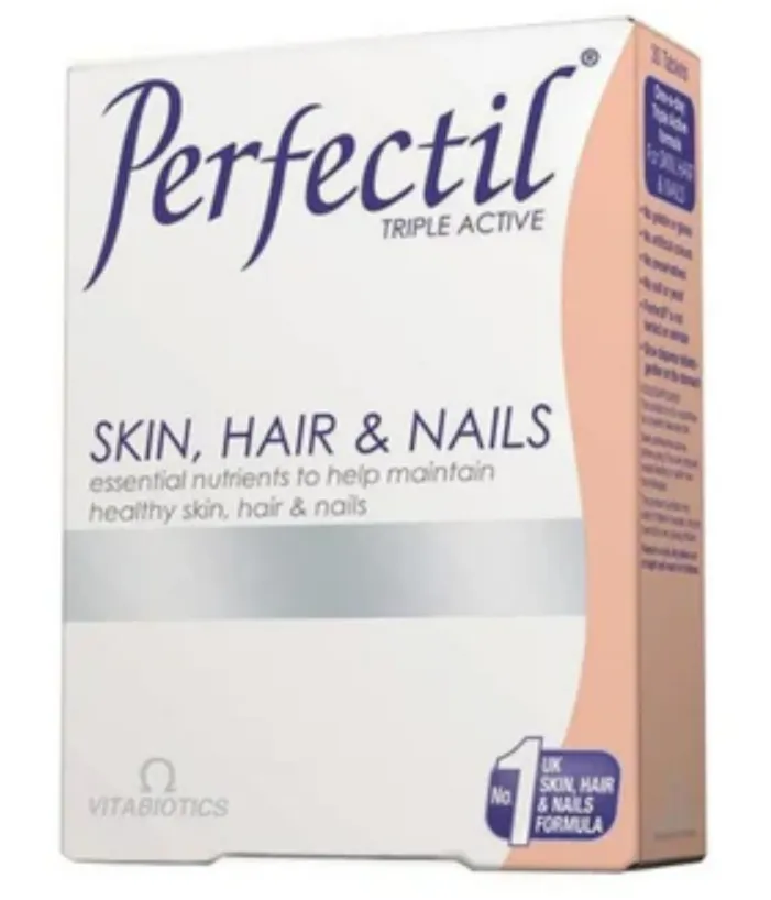 Perfectil Triple Active – Skin, Hair & Nails مكمل غذائي متكامل لدعم صحة البشرة والشعر والأظافر بتركيبة غنية بالفيتامينات والمعادن الأساسية.