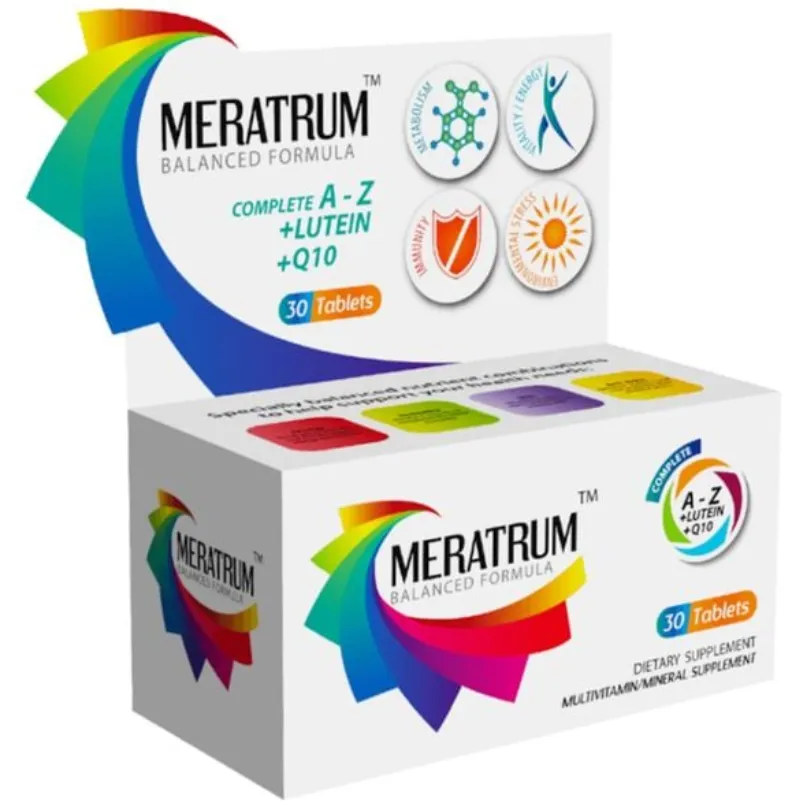 Meratrum A-Z + Lutein + Q10 مكمل غذائي متعدد الفيتامينات والمعادن.