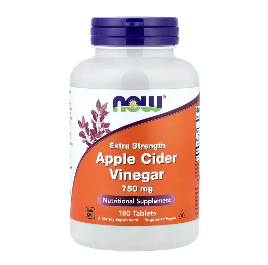 NOW Extra Strength Apple Cider Vinegar 750 mg مكمل غذائي بتركيز عالٍ من خل التفاح.