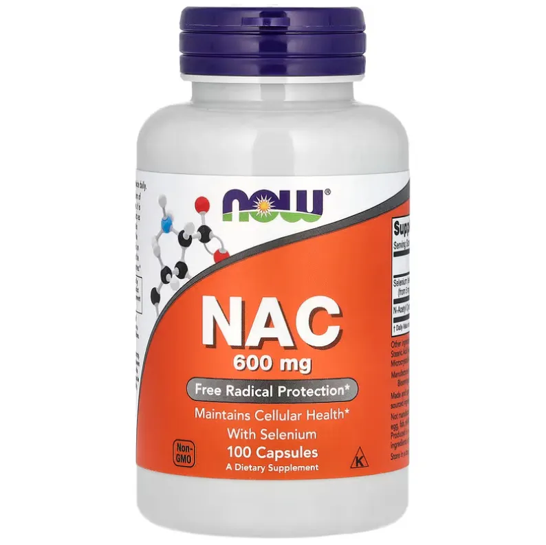 NOW NAC 600 mg (100 Capsules) مكمل غذائي يحتوي على N-Acetyl Cysteine مع السيلينيوم.