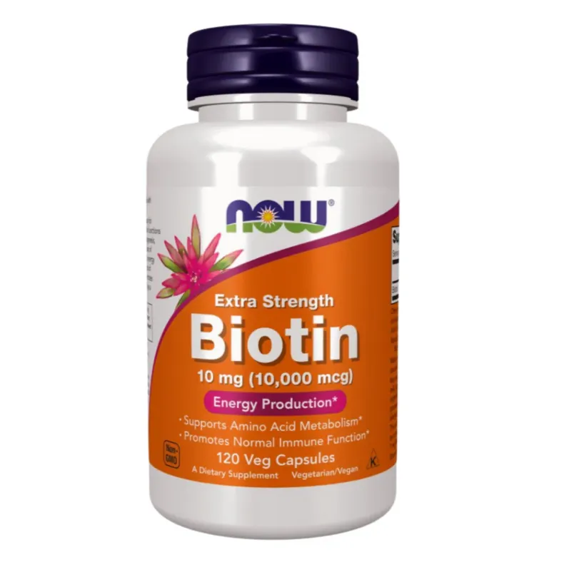 NOW Biotin 10,000 mcg (120 veg capsules ) مكمل غذائي غني بالبيوتين لدعم صحة الشعر والبشرة والأظافر.