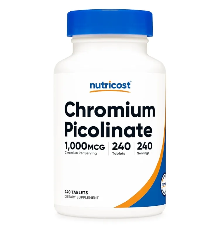 Nutricost Chromium Picolinate 1000 mcg (240 tablet) مكمل غذائي يحتوي على كروميوم بيكولينات لدعم استقلاب الجلوكوز.