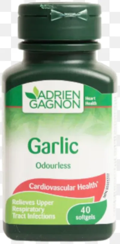 Adrien Gagnon Garlic Odourless 500 mg (40 softgels)  مكمل غذائي يحتوي على الثوم عديم الرائحة لدعم صحة القلب.