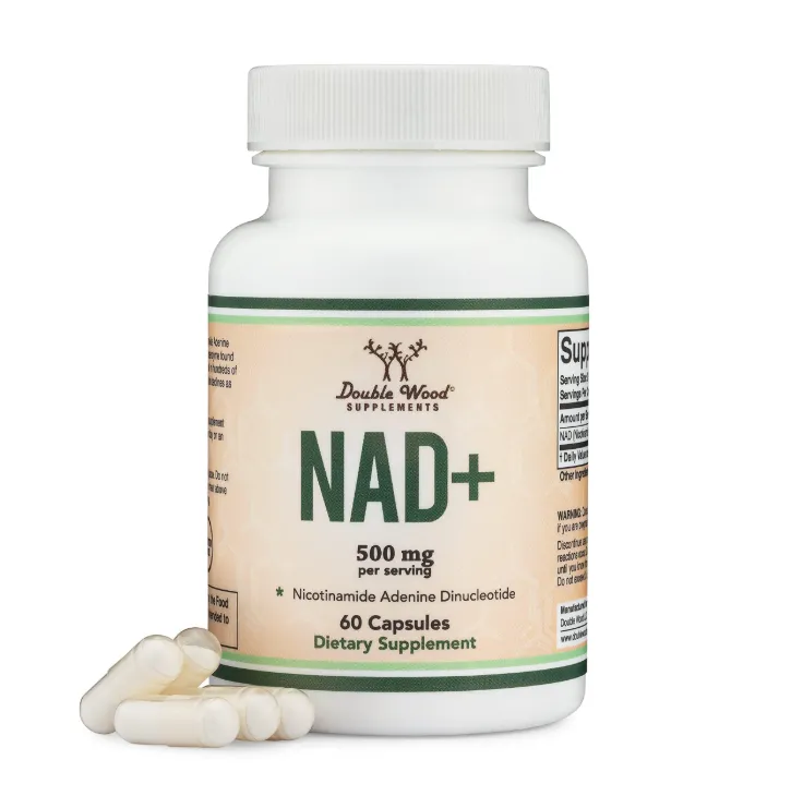 Double Wood NAD+ 500 mg مكمل غذائي يحتوي على NAD+ لدعم عمليات إنتاج الطاقة.