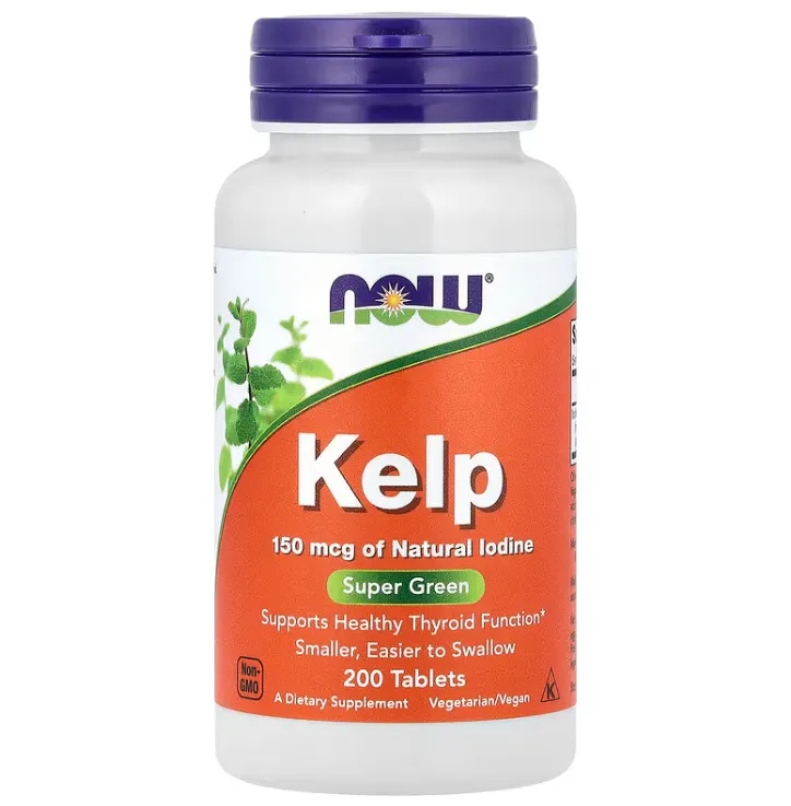 NOW Kelp 150 mcg مكمل غذائي طبيعي من أعشاب البحر غني باليود.