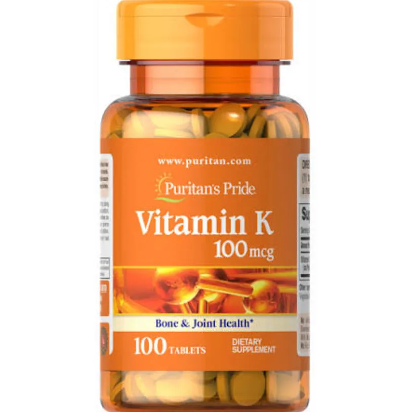 Puritan's Pride Vitamin K 100 mcg مكمل غذائي بفيتامين K لدعم صحة العظام.