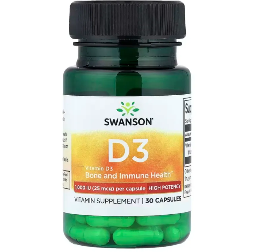 Swanson Vitamin D3 1,000 IU مكمل غذائي بفيتامين D3 للاستخدام اليومي.