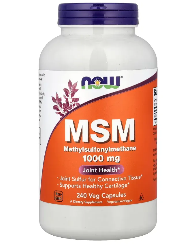 NOW MSM 1000 mg (120 veg Capsules) مكمل غذائي يحتوي على مركب MSM لدعم صحة المفاصل.